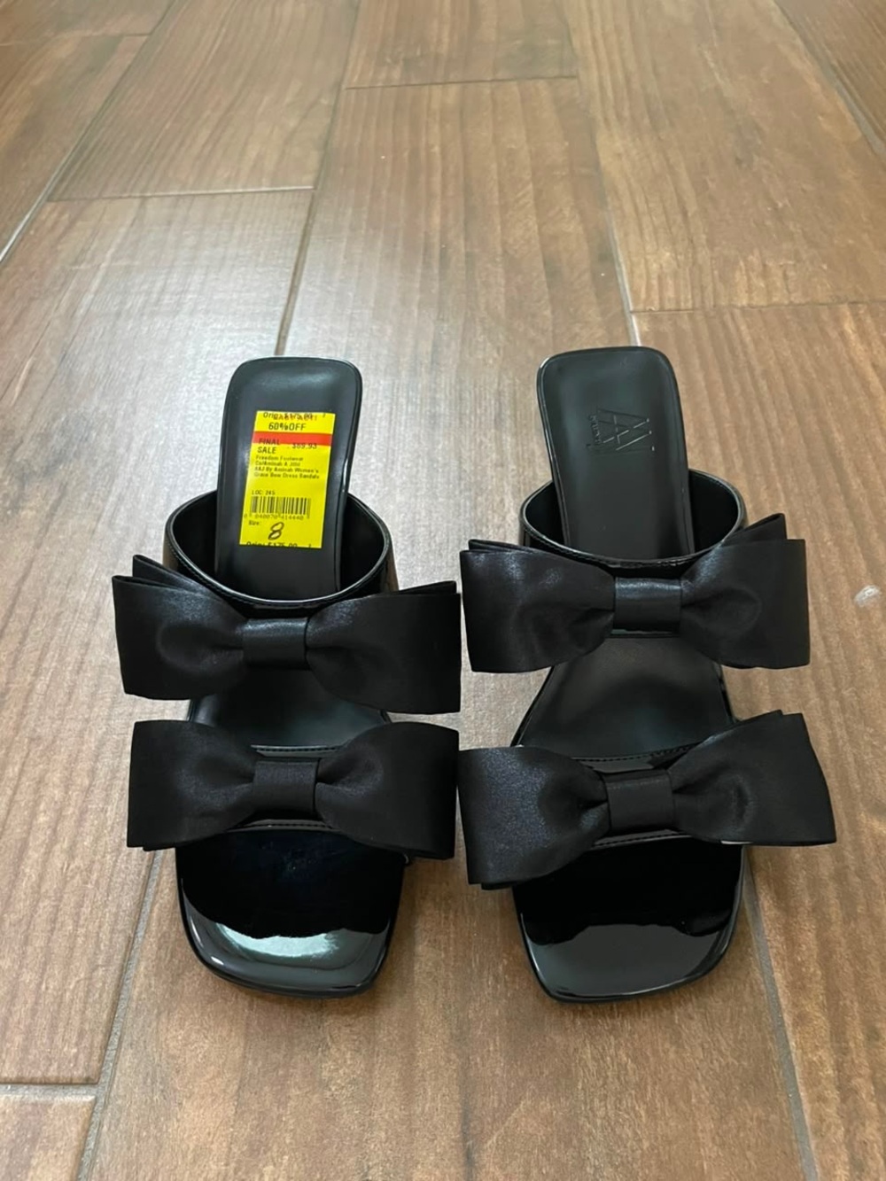 Black Double-Bow Slide Mules